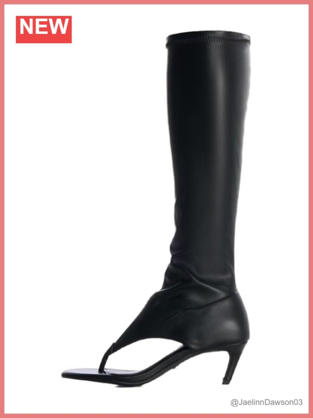 Knee High Kitten Heel Sandal Boots Thong Open Toe Stiletto Side Zipper Rubber